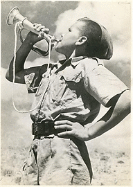 A Boy Playing the Trumpet in a Camp in Tehran